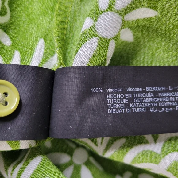 Zara Lilou Midi Dress Size S Green White Tropical Floral Belted Flowy Viscose - Picture 6 of 11